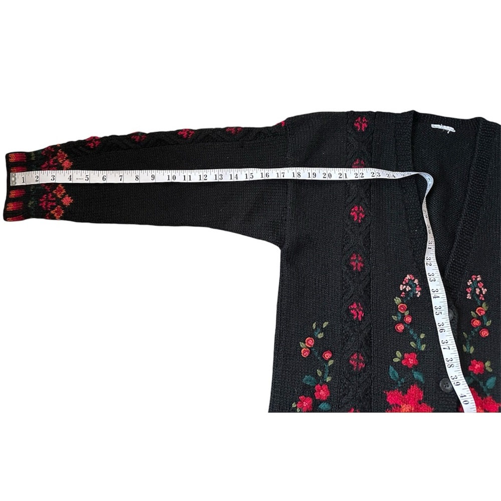 Laura Ashley Vintage Floral Embroidered Black Baba Yaga Cardigan - Picture 8 of 17